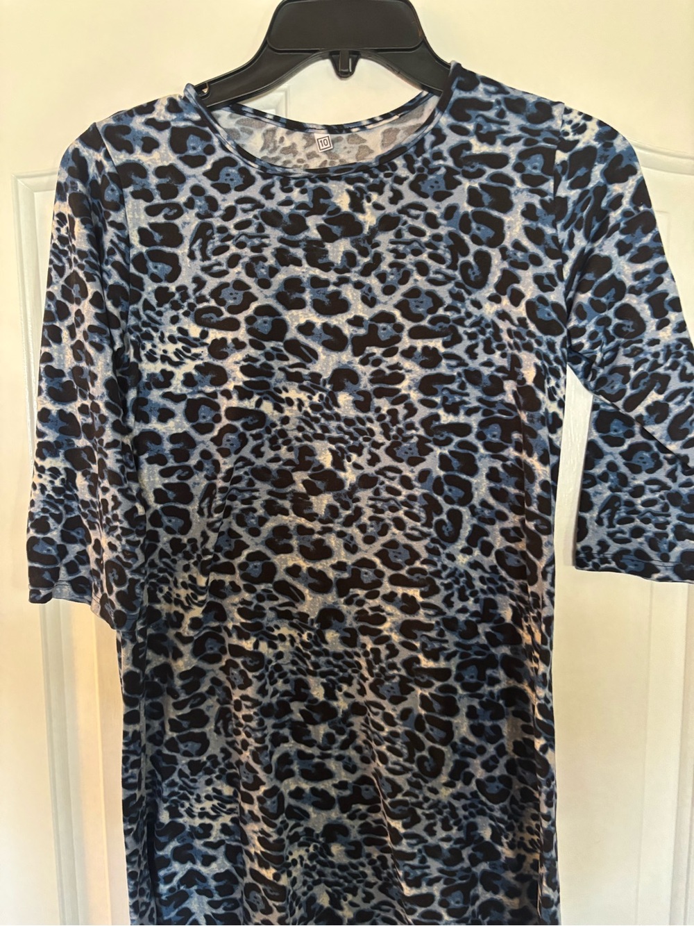 Blue and Black Leopard Print Midi Dress